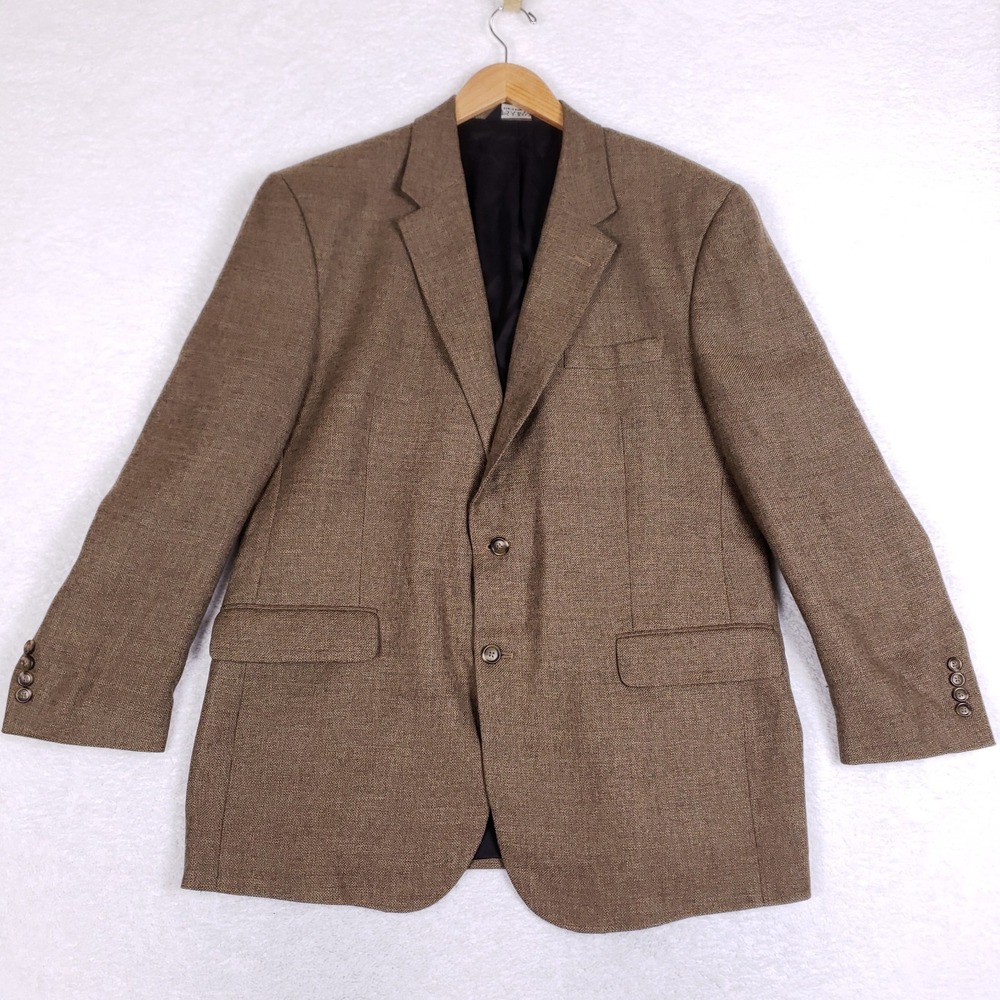 Jos A Bank Blazer 46R Travelers Collection Brown Wool Sport Coat Academic Classi